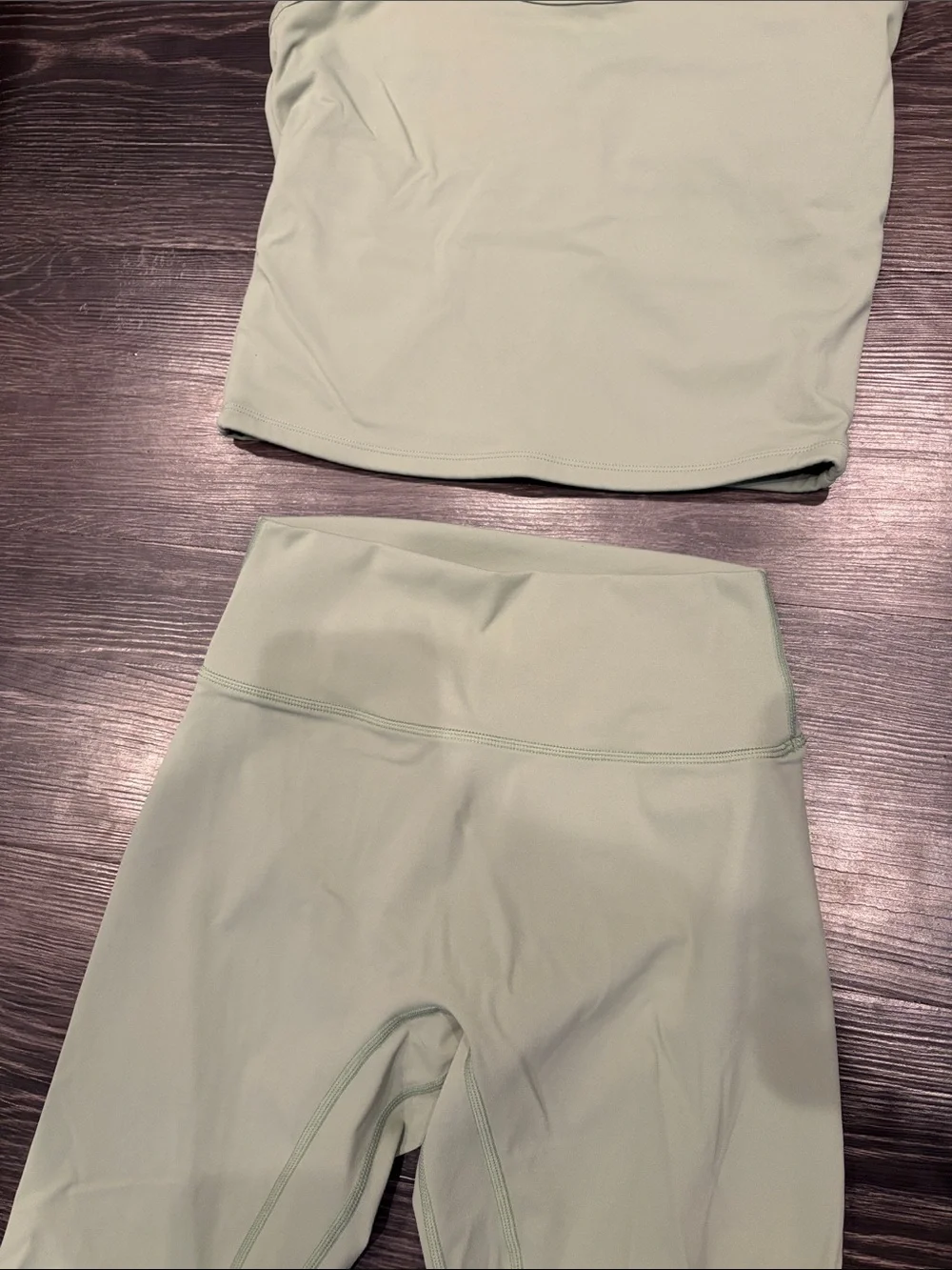 Light Green High-Rise Leggings with Strappy Crop Tank
